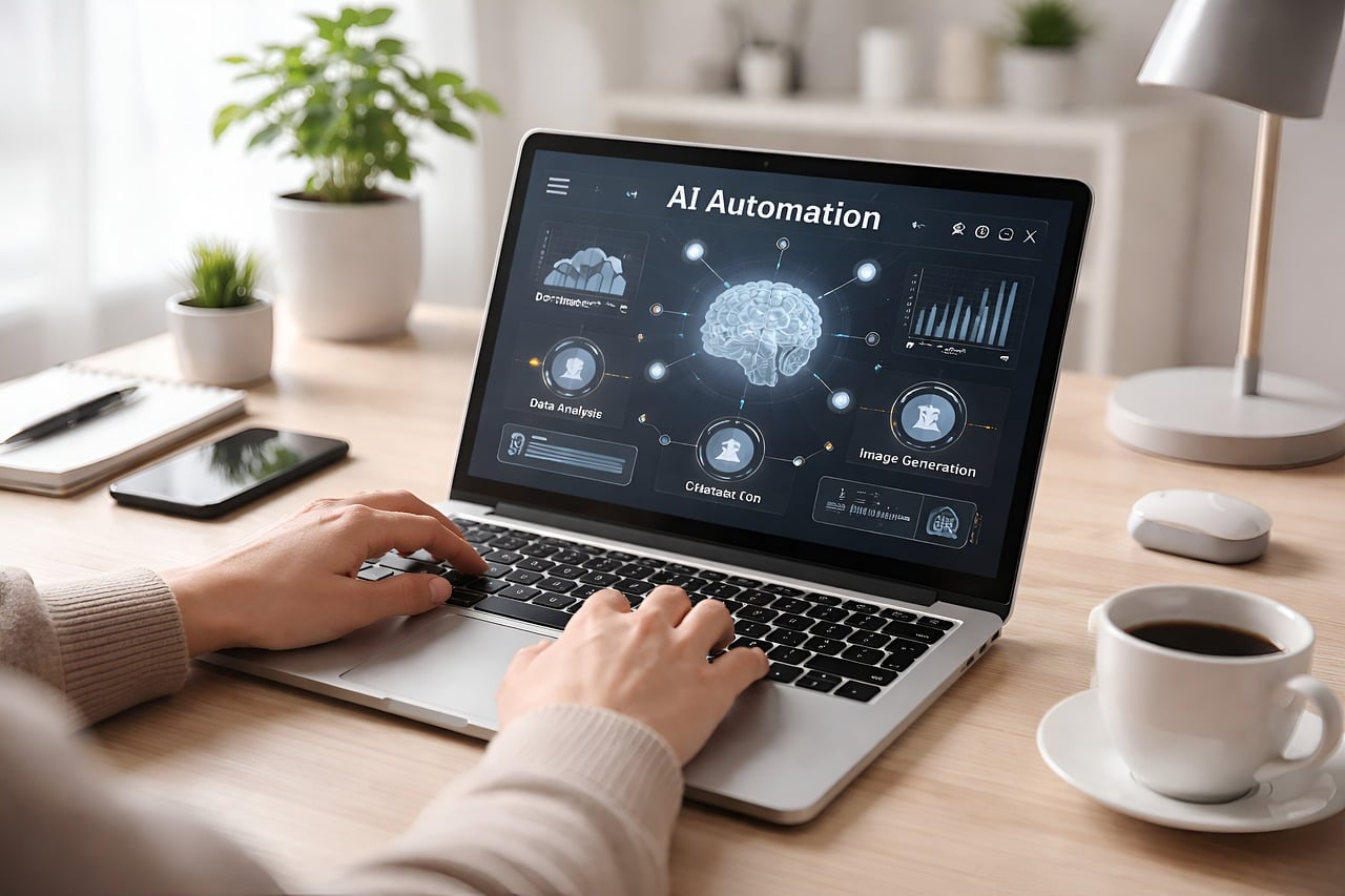 Concept d'automatisation et d'apprentissage machine, illustration des limites de l'IA en création de contenu