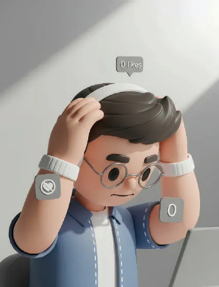 Illustration : créateur découragé face à un contenu qui ne performe pas